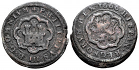 Philip III (1598-1621). 4 maravedis. 1600. Segovia. C. (Cal-251). Ae. 6,60 g. Almost VF/Choice F. Est...20,00. 

Spanish Description: Felipe III (15...