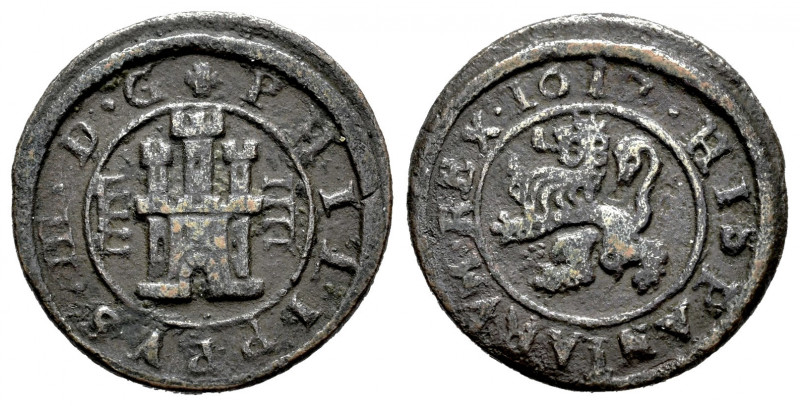 Philip III (1598-1621). 4 maravedis. 1617. Segovia. (Cal-266). Ae. 2,66 g. VF. E...