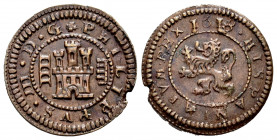 Philip III (1598-1621). 4 maravedis. 1618. Segovia. (Cal-268). (Jarabo-Sanahuja-D257). Ae. 3,26 g. A good sample. Scarce in this grade. XF. Est...60,0...