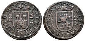 Philip III (1598-1621). 8 maravedis. 1606. Segovia. (Cal-329). Ae. 5,96 g. VF. Est...20,00. 

Spanish Description: Felipe III (1598-1621). 8 maraved...