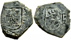 Philip III (1598-1621). 8 maravedis. 1606. Toledo. (Cal-347). (Jarabo-Sanahuja-D294). Ae. 7,15 g. Scarce. F/Choice F. Est...25,00. 

Spanish Descrip...