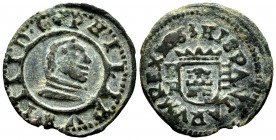Philip IV (1621-1665). 4 maravedis. 1663. Burgos. R. (Cal-188). Ae. 0,85 g. Choice VF/VF. Est...20,00. 

Spanish Description: Felipe IV (1621-1665)....