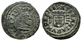 Philip IV (1621-1665). 4 maravedis. 1663. Burgos. R. (Cal-188). Ae. 1,06 g. Almost VF. Est...20,00. 

Spanish Description: Felipe IV (1621-1665). 4 ...