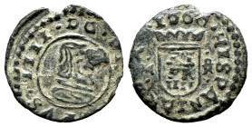 Philip IV (1621-1665). 4 maravedis. 1664. Trujillo. M. (Cal-283). Ae. 0,85 g. Valor dentro del escudo. Almost VF. Est...25,00. 

Spanish Description...