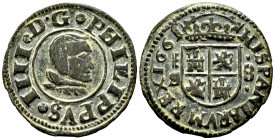 Philip IV (1621-1665). 8 maravedis. 1661. Segovia. S. (Cal-393). Ae. 2,07 g. Choice VF. Est...30,00. 

Spanish Description: Felipe IV (1621-1665). 8...