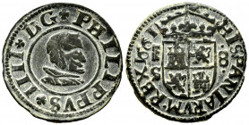 Philip IV (1621-1665). 8 maravedis. 1661. Segovia. S. (Cal-393). Ae. 2,31 g. Choice VF. Est...30,00. 

Spanish Description: Felipe IV (1621-1665). 8...