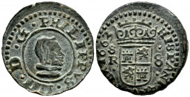 Philip IV (1621-1665). 8 maravedis. 1663. Sevilla. R. (Cal-406). Ae. 2,29 g. Choice VF. Est...25,00. 

Spanish Description: Felipe IV (1621-1665). 8...