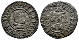 Philip IV (1621-1665). 8 maravedis. 1663. Sevilla. R. (Cal-406). Ae. 1,74 g. El 3 de la fecha notablemente mayor. Choice F/Almost VF. Est...18,00. 
...