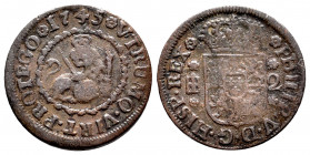 Philip V (1700-1746). 2 maravedis. 1745. Segovia. (Cal-74). Ae. 3,17 g. Included collector´s ticket. Choice F. Est...18,00. 

Spanish Description: F...