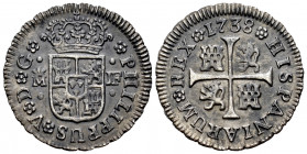Philip V (1700-1746). 1/2 real. 1738. Madrid. JF. (Cal-185). Ag. 1,41 g. Choice VF. Est...50,00. 

Spanish Description: Felipe V (1700-1746). 1/2 re...