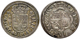 Philip V (1700-1746). 1 real. 1728. Sevilla. P. (Cal-650). Ag. 2,83 g. Choice VF. Est...65,00. 

Spanish Description: Felipe V (1700-1746). 1 real. ...