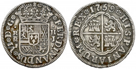 Ferdinand VI (1746-1759). 2 reales. 1759. Madrid. J. (Cal-284). Ag. 5,74 g. Almost VF. Est...25,00. 

Spanish Description: Fernando VI (1746-1759). ...
