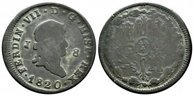 Ferdinand VII (1808-1833). 8 maravedis. 1820. Jubia. (Cal-200). Ae. 8,82 g. Choice F/Almost F. Est...10,00. 

Spanish Description: Fernando VII (180...