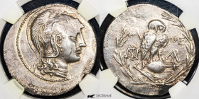 Attica Silver Tetradrachm  16,00 g. 33 mm Athens 163/2 B.C. Ch VF (NGC)