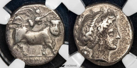 Neapolis Silver Didrachm 7,23 g. 18 mm.  Neapolis 325-241 B.C. VF (NGC)