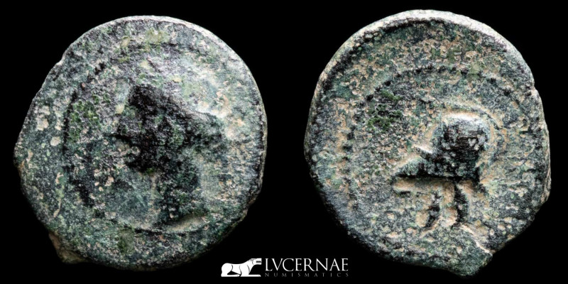 Carthaginian Ancient Hispania, bronze quarter of calco (1,59 g, 14 mm.). Militar...