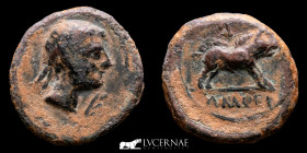 Castulo (Hispania) Bronze Quadrans 4,07 g., 17 mm. Castulo 180-150 B.C. Good very fine (MBC)