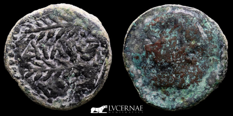 Ancient HISPANIA. ONUBA (Huelva) 50 B.C. Bronze As (8.80 g. 25 mm.).

A / Head b...