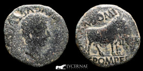 Augustus  Bronze As 11.57 g., 28 mm. Celsa (Zaragoza) 5-3 BC very fine