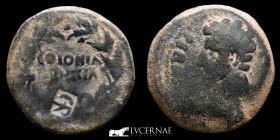 Augustus Bronze Countermark As 11,06 g. 26 mm. Colonia Patricia 27BC-14AD Very Fine