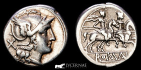 Anonymous Silver Denarius 4.12 g. 17 mm. Rome 211 BC.  Good Very fine (MBC)