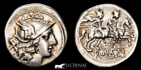 Anonymous  Silver Denarius 4.09 g. 19 mm. Rome 206-195 BC  Good very fine