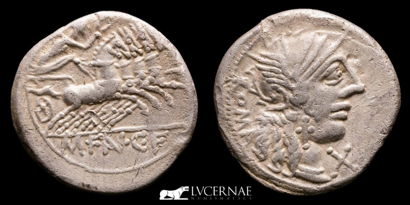 Roman Republic - M. Fannius C.f., - Silver denarius (3.88 g. 19 mm.). Rome, 123 ...