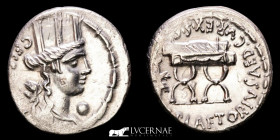 M. Plaetorius M.f. Cestianus Silver Denarius 3,71 g., 18 mm. Rome 67 A.D. EF