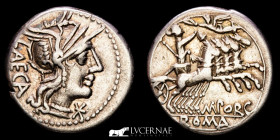 M. Porcius Laeca Silver Denarius 3.90 g. 19 mm. Rome 125 BC.  Good very fine (MBC+)