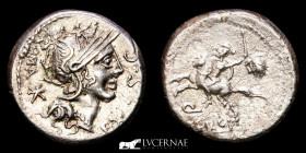 M. Sergius Silus Silver Denarius 3,45 g. 18 mm. Rome 116-115 B.C.  Good very fine