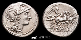 Pulcher Mancinus Urbinius Silver Denarius 4,12 g. 18 mm. Rome 111-110 BC GVF