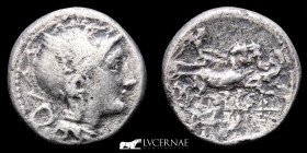 Pulcher Mancinus Urbinius Silver Denarius 2.47 g. 17 mm. Rome 111-110 BC GVF
