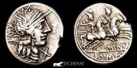 Q. Minucius Rufus Silver Denarius 3.83 g., 18 mm.. Rome 122 BC Near extremely fine