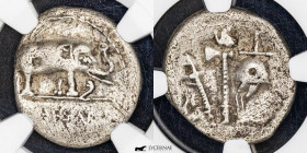 Julius Caesar Silver Denarius - g., 20 mm. Gaul 49 B.C. Ch F (NGC)