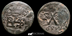 Felipe IV (1621-1665)  Æ Bronze 4 maravedis 3.38 g. 21 mm. Toledo Restruck 1659 Good very fine (MBC+)
