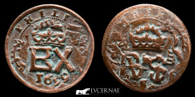 Felipe IV (1621-1665)  bronze 8 maravedis 6.01 g. 28 mm. Segovia 1659 Good very fine (MBC+)