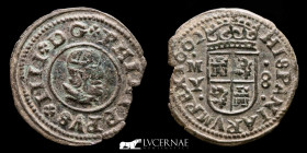 Felipe IV (1621-1665)  Æ Bronze 8 Maravedis 1.78 g. 22 mm. Madrid 1662-MY Near extremely fine