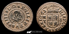 Felipe IV (1621-1665)  Æ Bronze 8 Maravedis 2.03 g. 22 mm. Madrid 1662-MY Near extremely fine