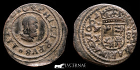 Felipe IV (1621-1665)  Æ Bronze 8 Maravedis 2.14 g. 22 mm. Madrid 1662-MY Near extremely fine