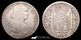 Carlos IV (1788 - 1808) Silver 8 Reales 26.72 g. 39 mm. Mexico 1806 T·H Good very fine (MBC)