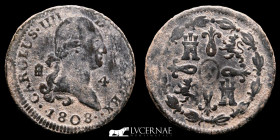 Carlos IV Copper 4 Maravedís 5.28 g, 26 mm. Segovia 1808 Good very fine (MBC+)