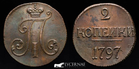 Paul I Copper 2 Kopeks 21.21 g • ⌀ 37 mm. No mint mark 1797 Near extremely fine