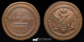 Alexander I Copper 2 Kopeks 15.50 g • ⌀ 36 mm. Ekaterinburg 1802 Near extremely fine