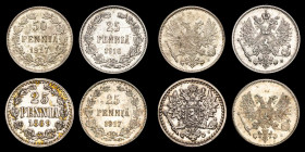 Lot of 4 Silver pennia - Finland - GVF