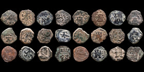 Lot comprising  12 bronze spanish coins MBC