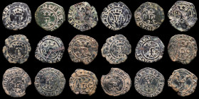 Lot comprising  9 bronze spanish coins MBC
