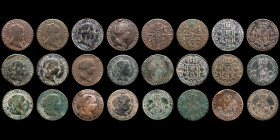 Lot comprising  12 bronze Isabel II coins MBC