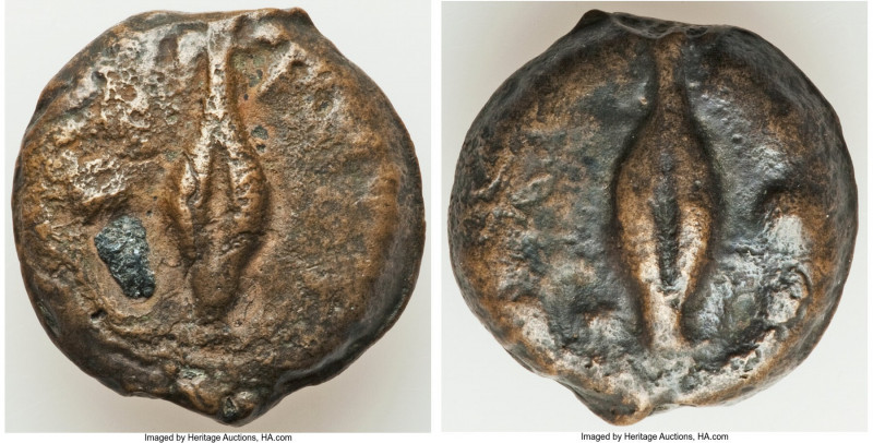 Anonymous. Ca. 275-270 BC. Cast AE uncia (25mm, 24.67 gm, 12h). VF. Rome. Vertic...