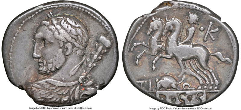 Ti. Quinctius (ca. 112-111 BC). AR denarius (20mm, 3.91 gm, 6h). NGC VF 5/5 - 4/...
