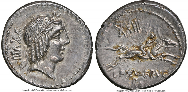 L. Calpurnius Piso Frugi (ca. 90 BC). AR denarius (20mm, 3.89 gm, 12h). NGC AU 4...